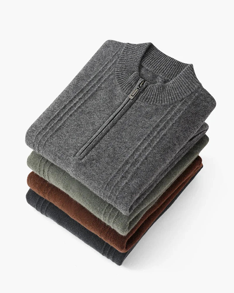 Luxury 100% Cashmere Ribbed Half Zip