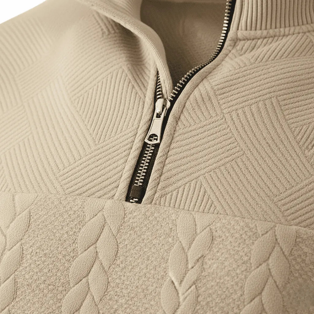 Atlas Knit Sweater with Half Zipper