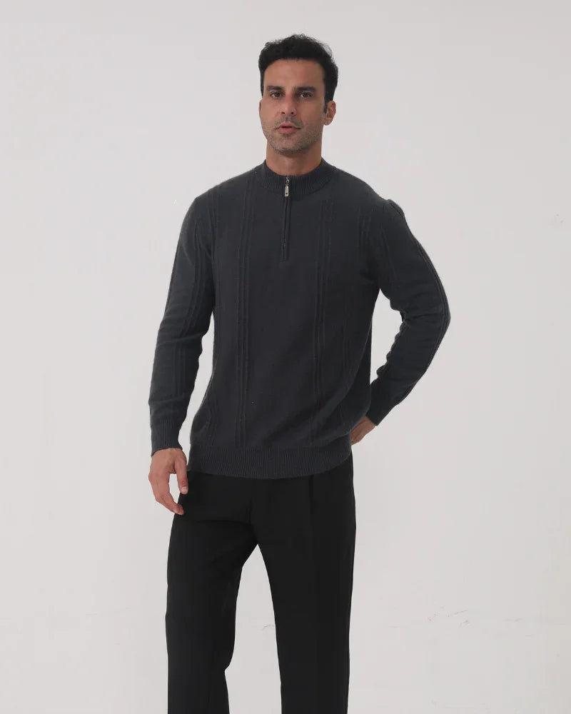 Luxury 100% Cashmere Ribbed Half Zip