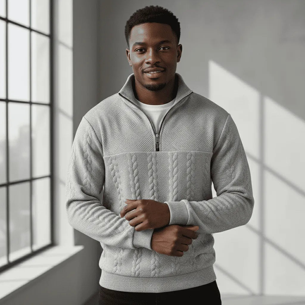 Atlas Knit Sweater with Half Zipper