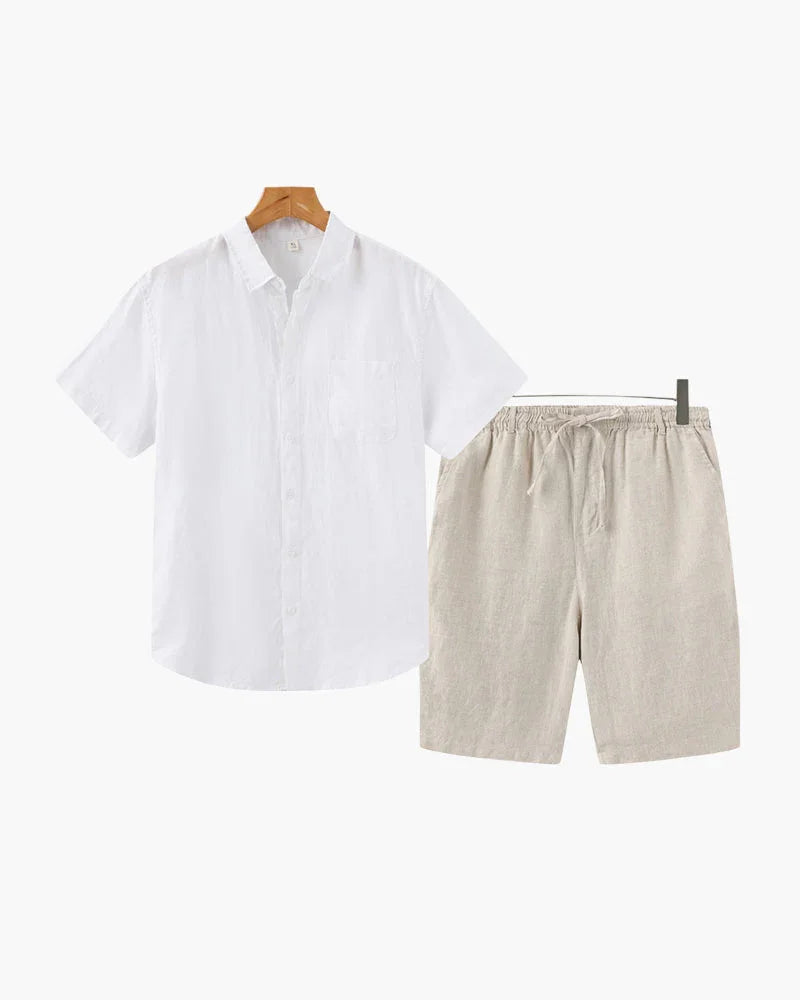 Linen Summer Set – Short Sleeve Shirt & Shorts