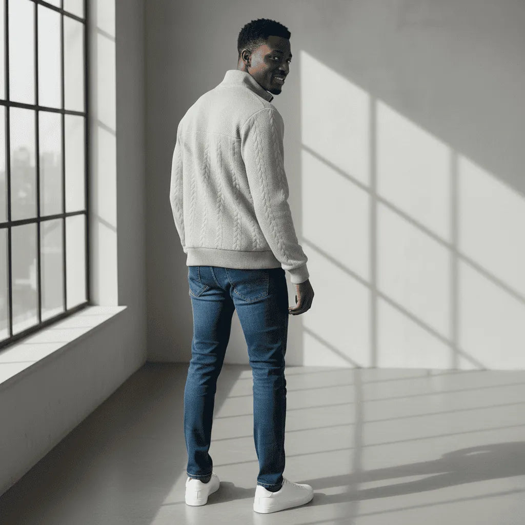 Atlas Knit Sweater with Half Zipper