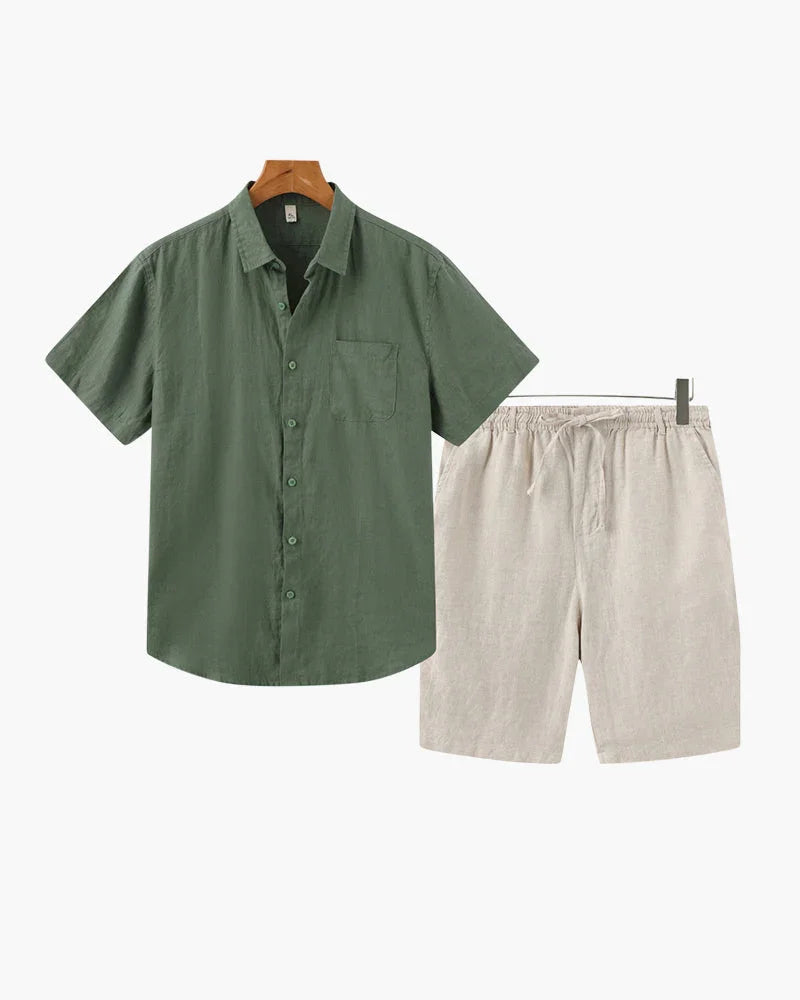 Linen Summer Set – Short Sleeve Shirt & Shorts