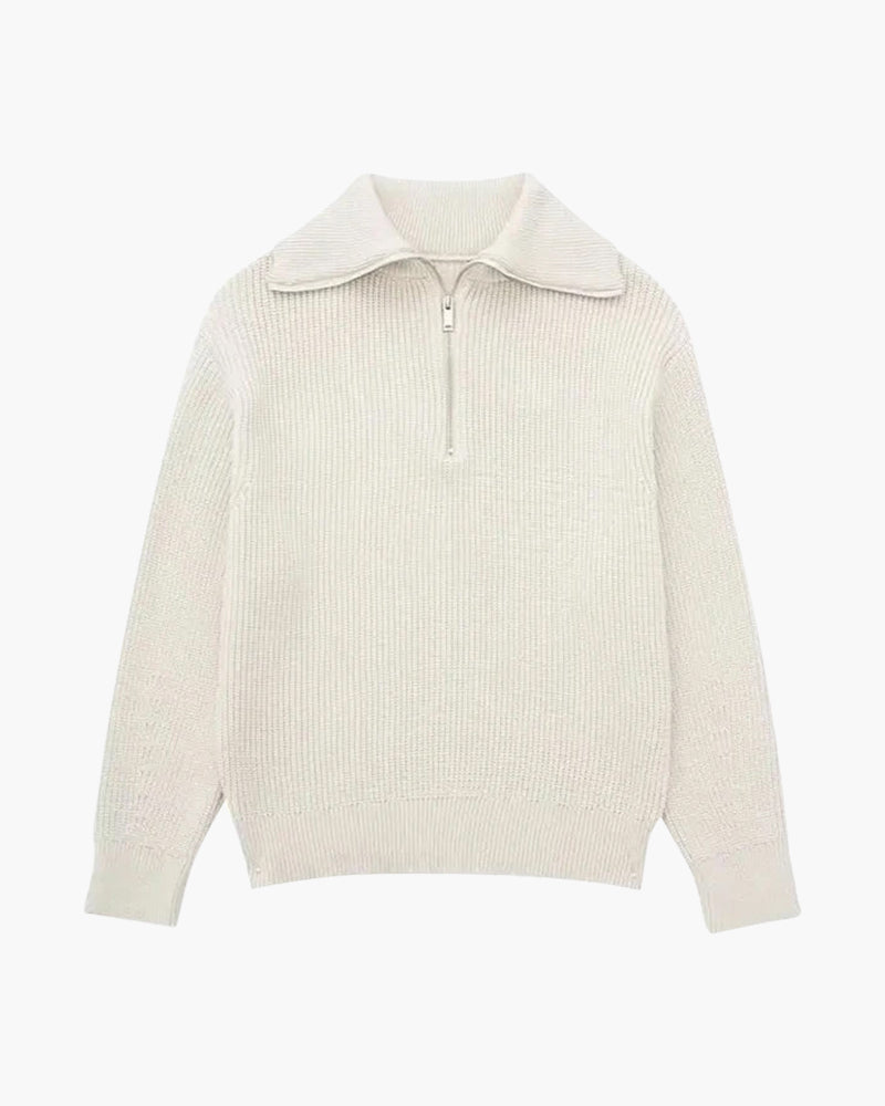 Striped Zip Up Knit Sweater