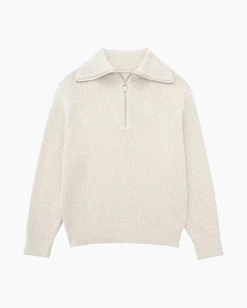 Striped Zip Up Knit Sweater