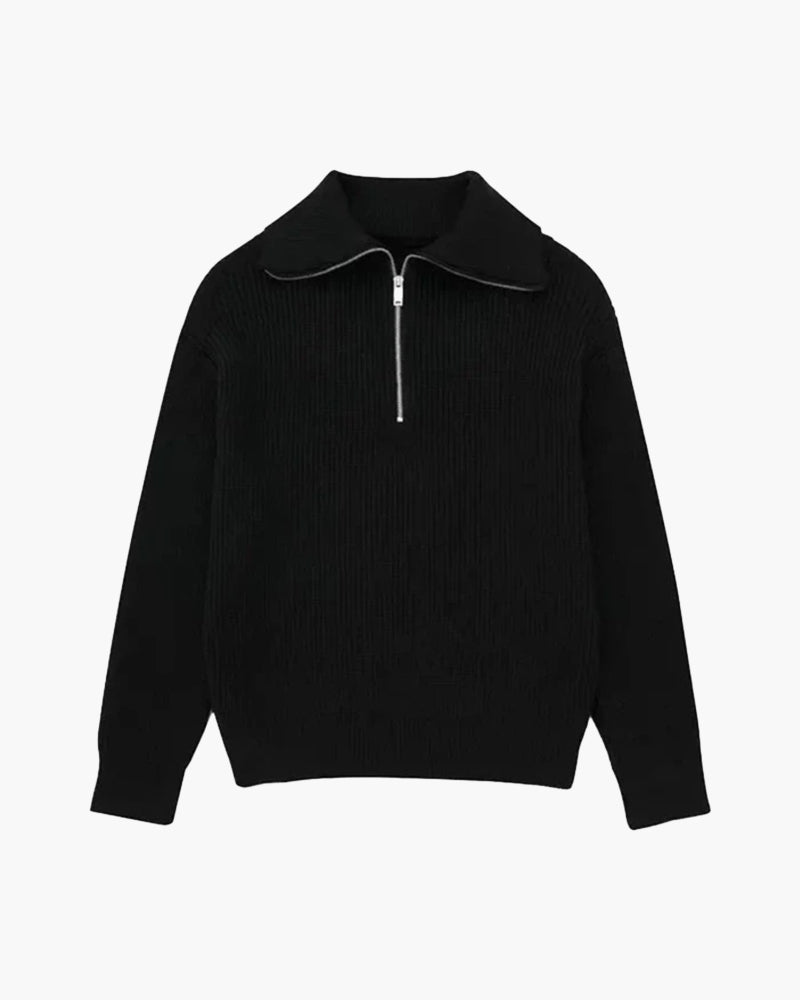 Striped Zip Up Knit Sweater