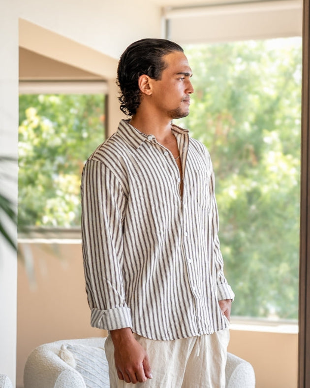 Gentlemen's Striped Button-Up Shirt