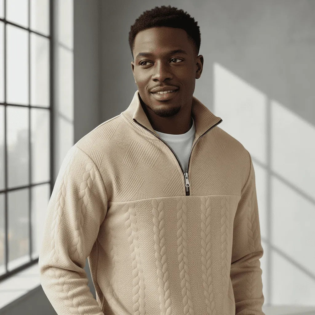 Atlas Knit Sweater with Half Zipper