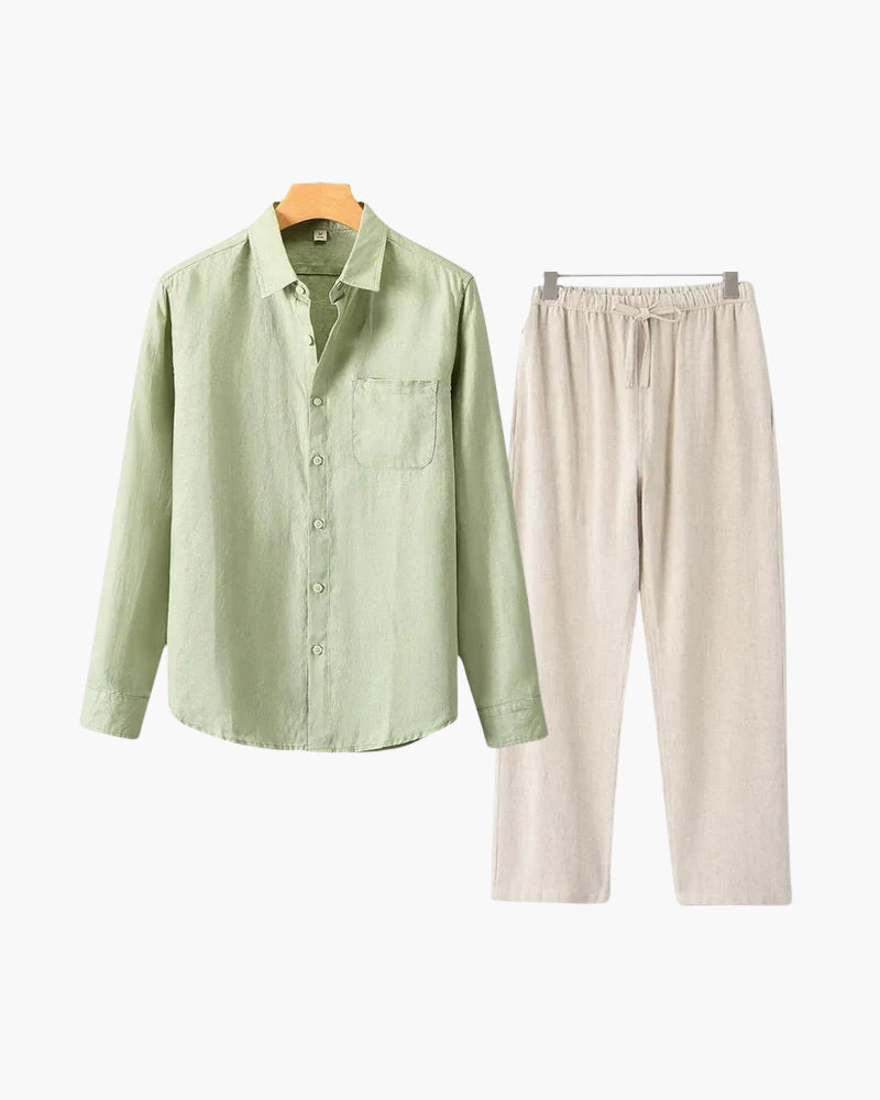 Linen Set – Long Sleeve Shirt & Pants [BUY 1 GET 2]