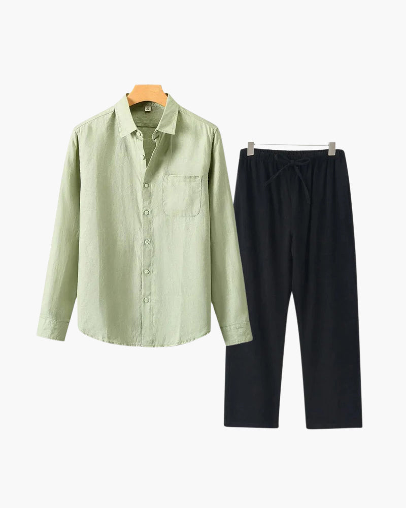 Linen Set – Long Sleeve Shirt & Pants [BUY 1 GET 2]