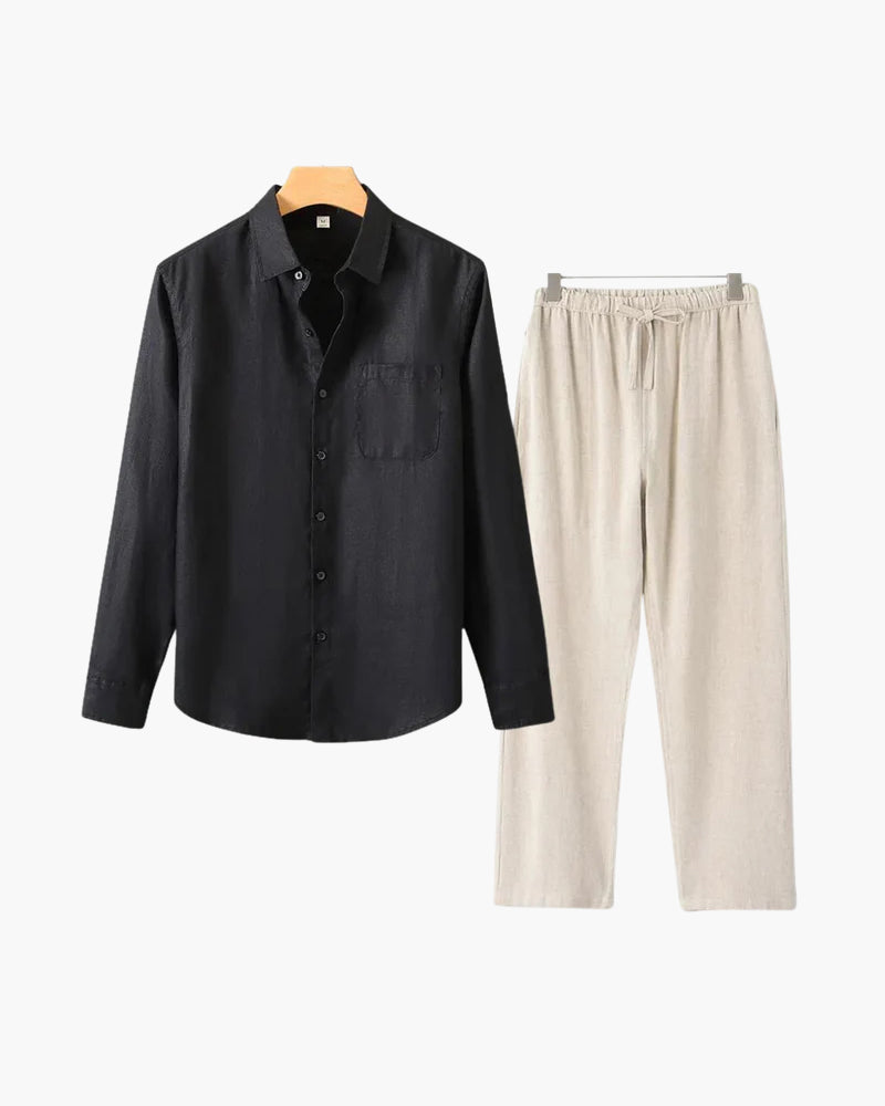 Linen Set – Long Sleeve Shirt & Pants [BUY 1 GET 2]