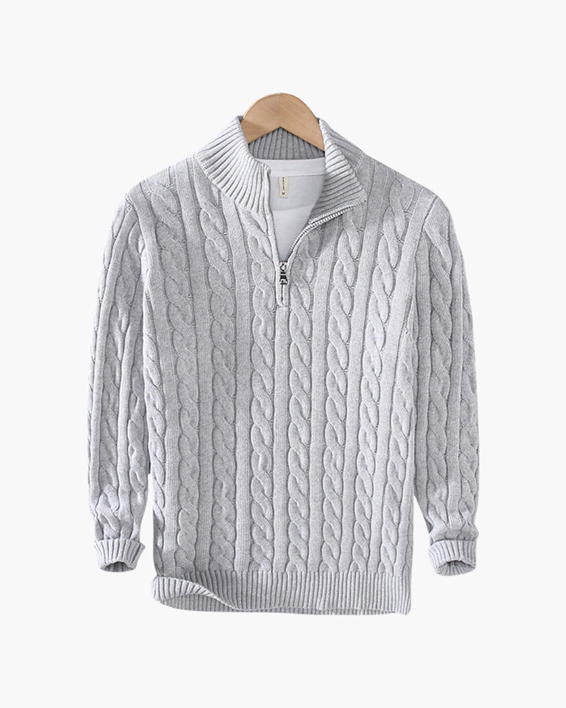 Knitted Sweater – Cable-Knit Half-Zip [Winter Luxury Deal]