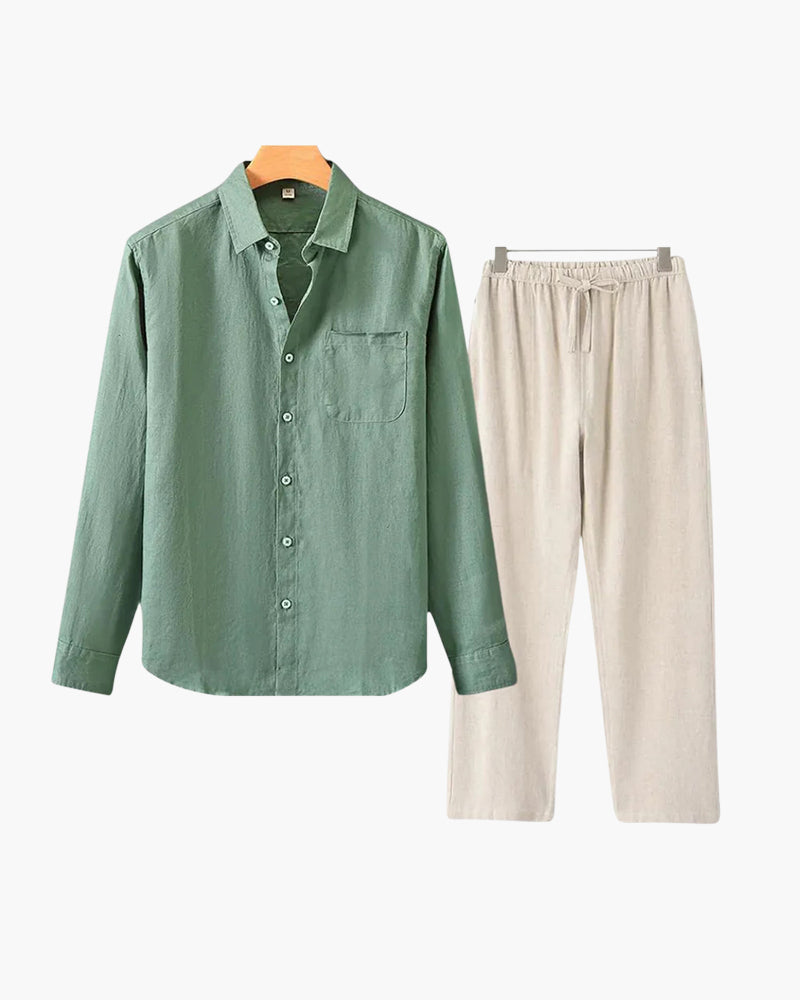 Linen Set – Long Sleeve Shirt & Pants [BUY 1 GET 2]