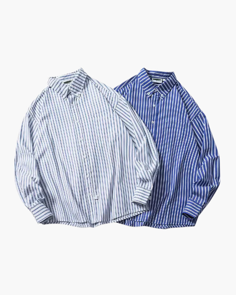 Oversized Striped Button-Up Shirt