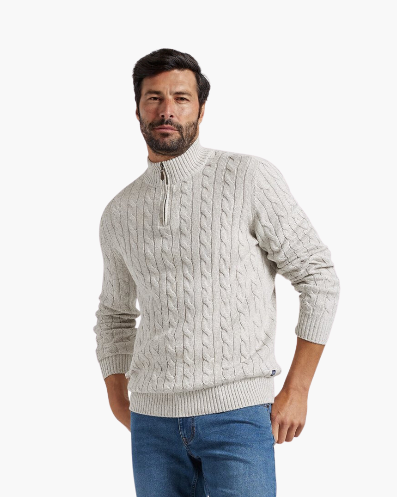 Knitted Sweater – Cable-Knit Half-Zip [Winter Luxury Deal]