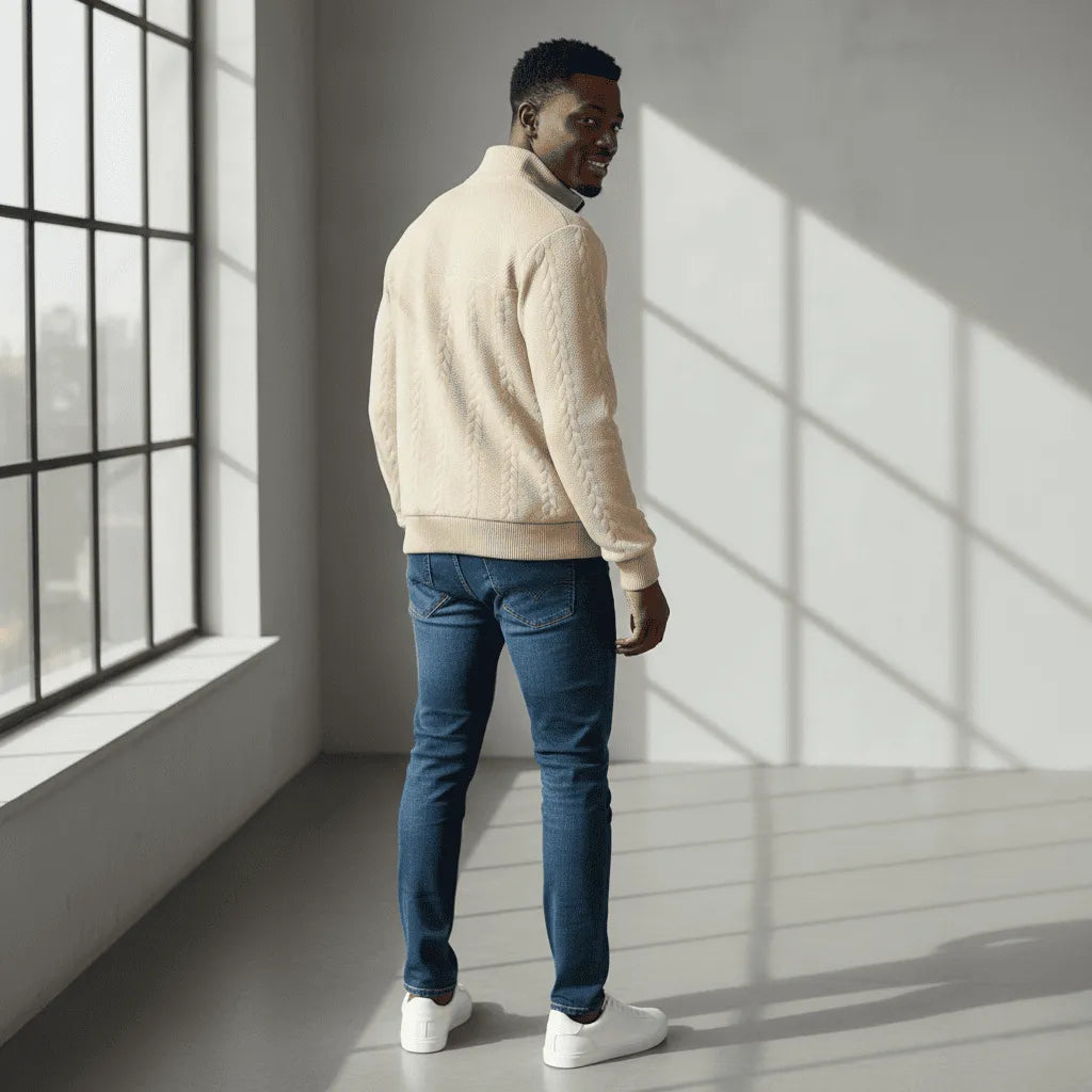 Atlas Knit Sweater with Half Zipper