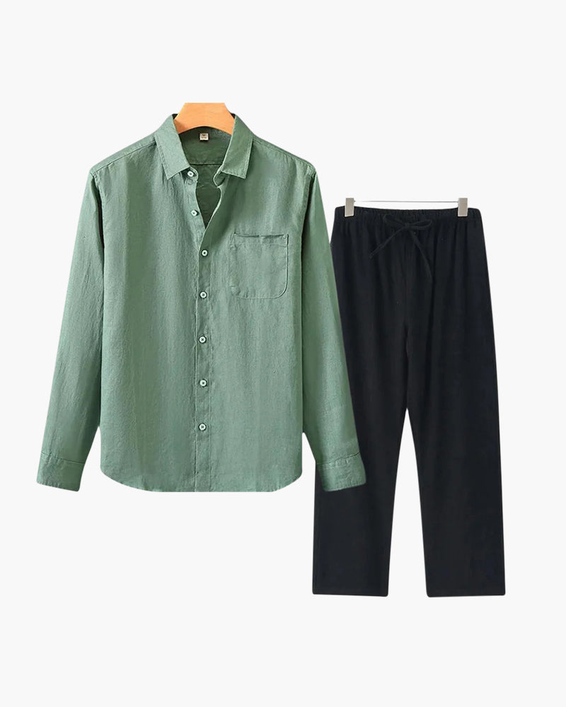 Linen Set – Long Sleeve Shirt & Pants [BUY 1 GET 2]