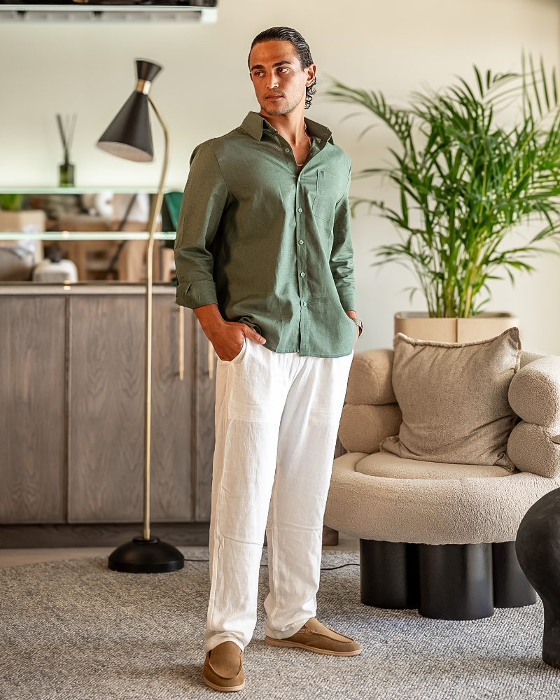 Linen Set – Long Sleeve Shirt & Pants [BUY 1 GET 2]