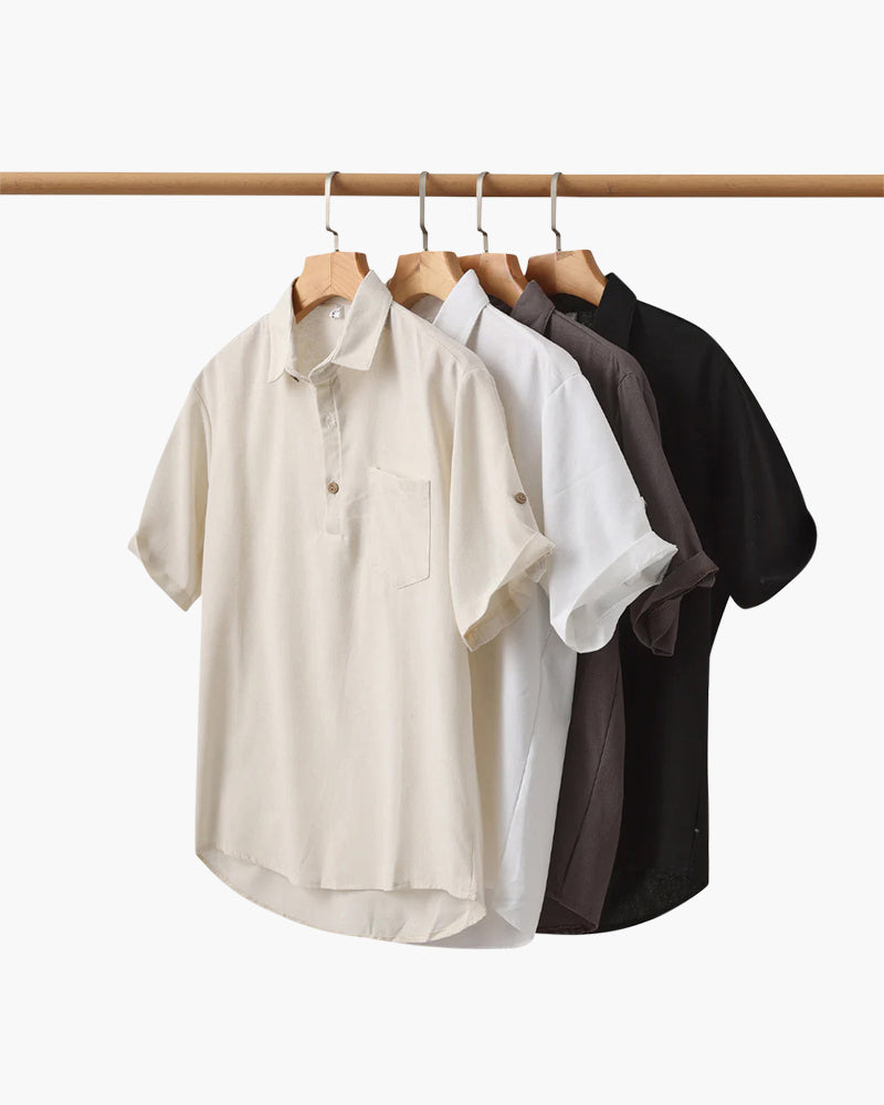 Linen Polo Shirt – Pop-Over Style [Resort Edition]