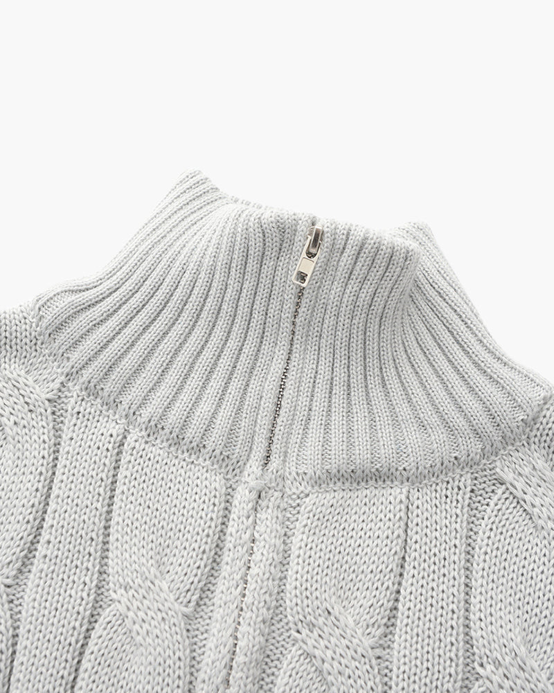 Knitted Sweater – Cable-Knit Half-Zip [Winter Luxury Deal]