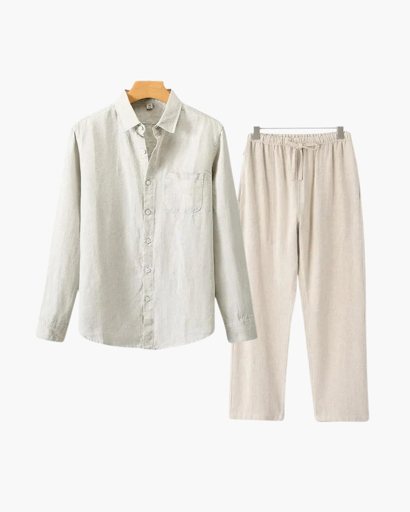 Linen Set – Long Sleeve Shirt & Pants [BUY 1 GET 2]