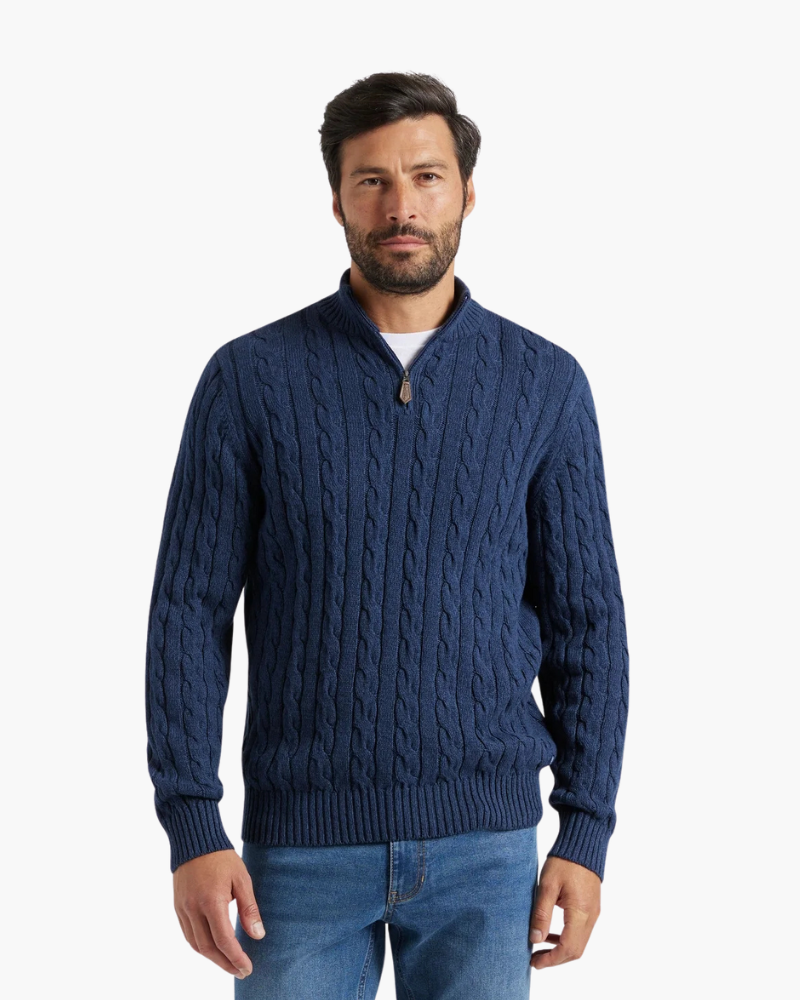 Knitted Sweater – Cable-Knit Half-Zip [Winter Luxury Deal]