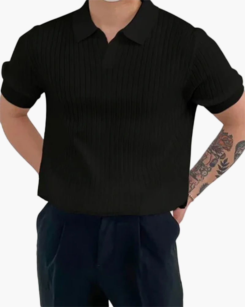 Organic Cotton Polo Shirt – Ribbed Open-Collar [Eco-Luxury Offer]
