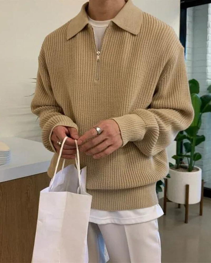 Cesare Half Zip Knit Sweater