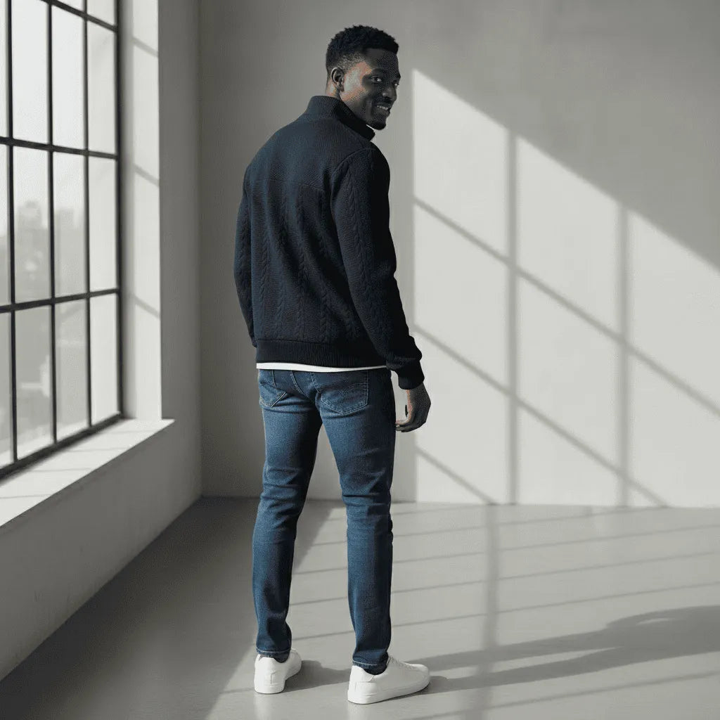 Atlas Knit Sweater with Half Zipper