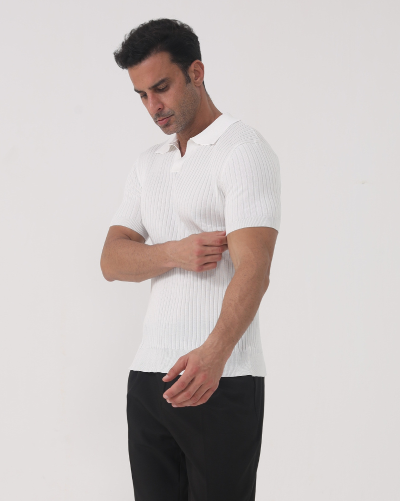 Organic Cotton Polo Shirt – Ribbed Open-Collar [Eco-Luxury Offer]