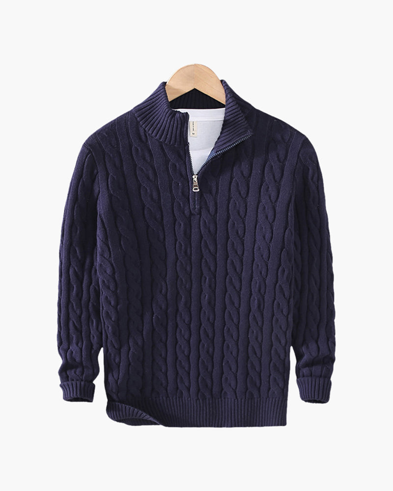 Knitted Sweater – Cable-Knit Half-Zip [Winter Luxury Deal]