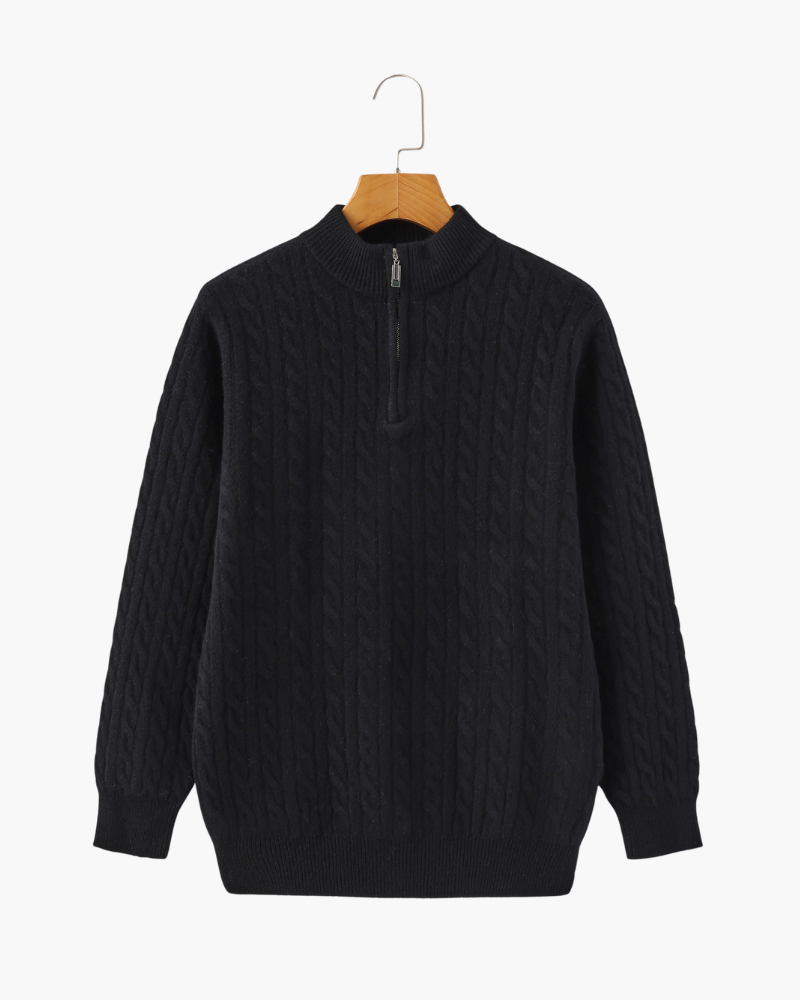 Cashmere Sweater – Cable-Knit Half-Zip [Winter Luxury Deal]