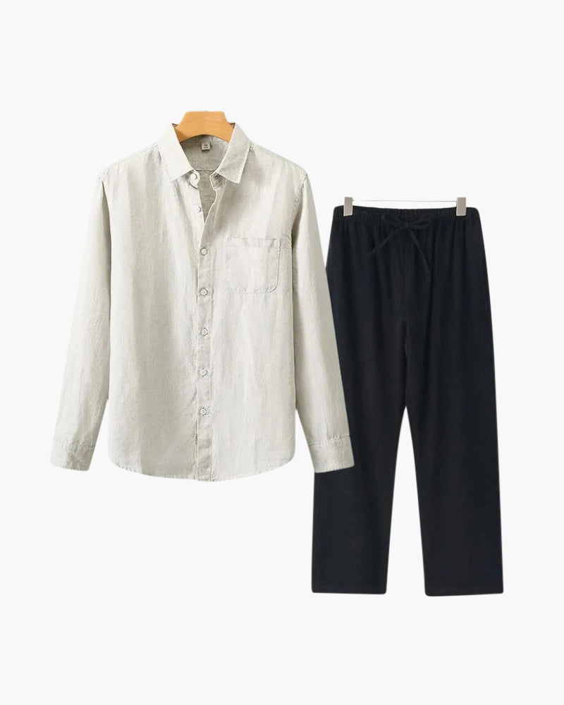 Linen Set – Long Sleeve Shirt & Pants [BUY 1 GET 2]