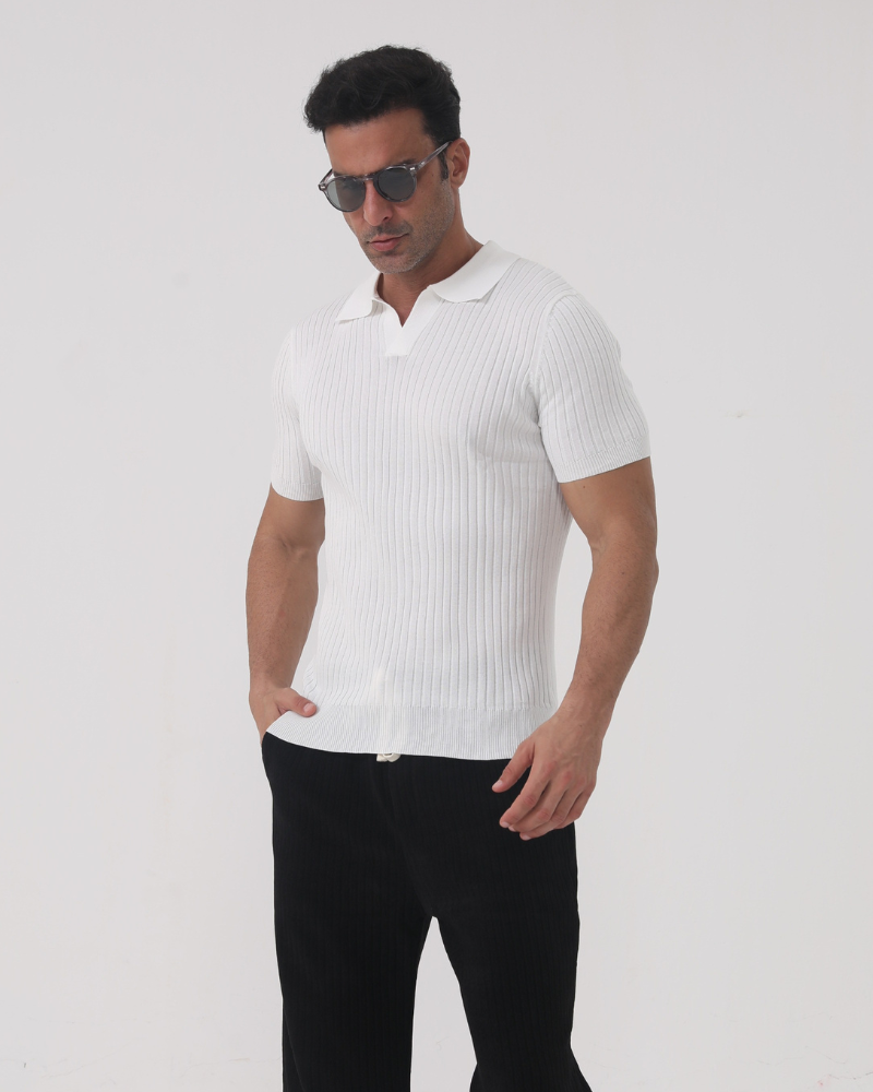 Organic Cotton Polo Shirt – Ribbed Open-Collar [Eco-Luxury Offer]