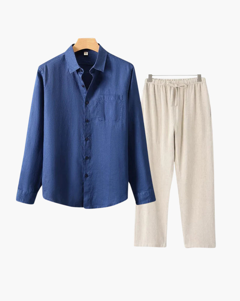 Linen Set – Long Sleeve Shirt & Pants [BUY 1 GET 2]