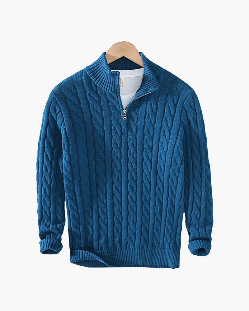 Knitted Sweater – Cable-Knit Half-Zip [Winter Luxury Deal]