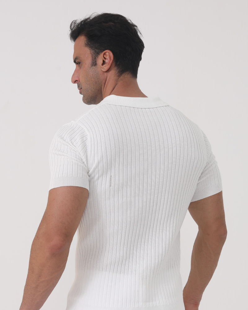 Organic Cotton Polo Shirt – Ribbed Open-Collar [Eco-Luxury Offer]