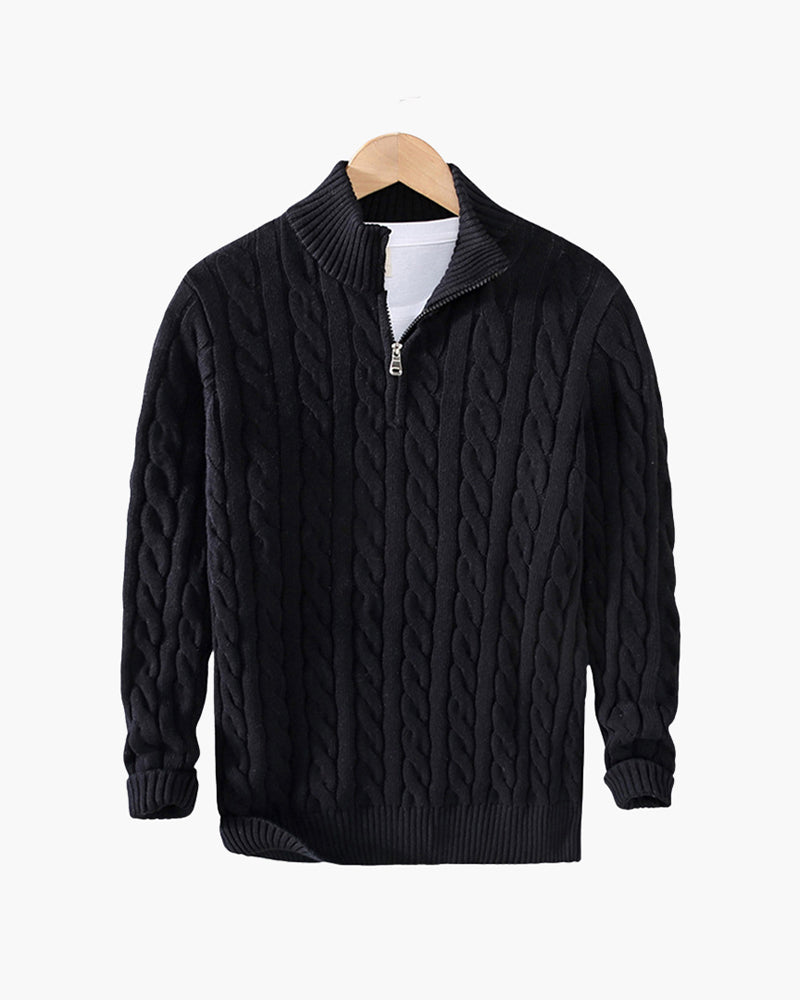 Knitted Sweater – Cable-Knit Half-Zip [Winter Luxury Deal]
