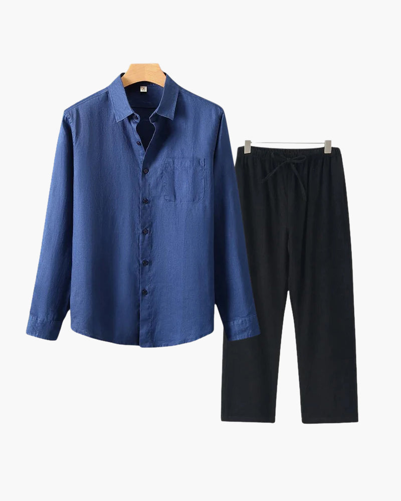Linen Set – Long Sleeve Shirt & Pants [BUY 1 GET 2]