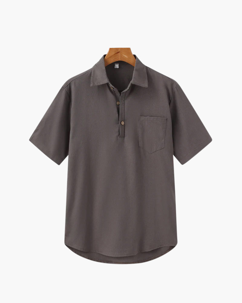 Linen Polo Shirt – Pop-Over Style [Resort Edition]