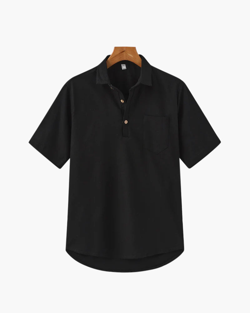 Linen Polo Shirt – Pop-Over Style [Resort Edition]