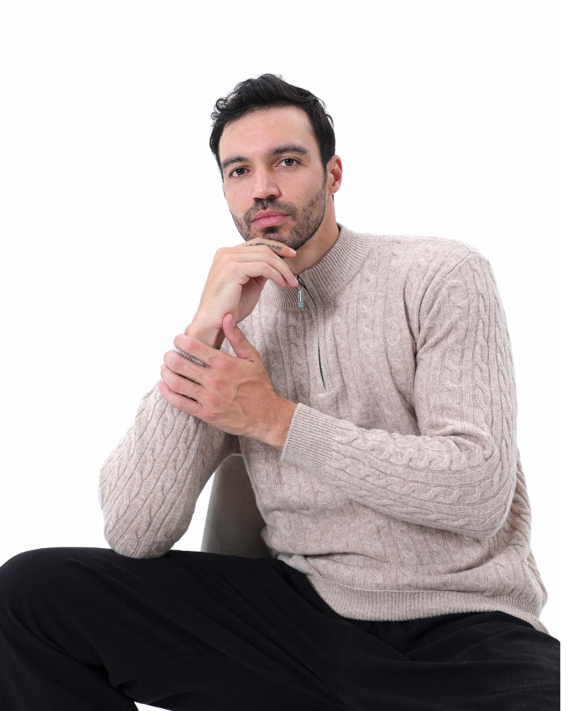 Cashmere Sweater – Cable-Knit Half-Zip [Winter Luxury Deal]