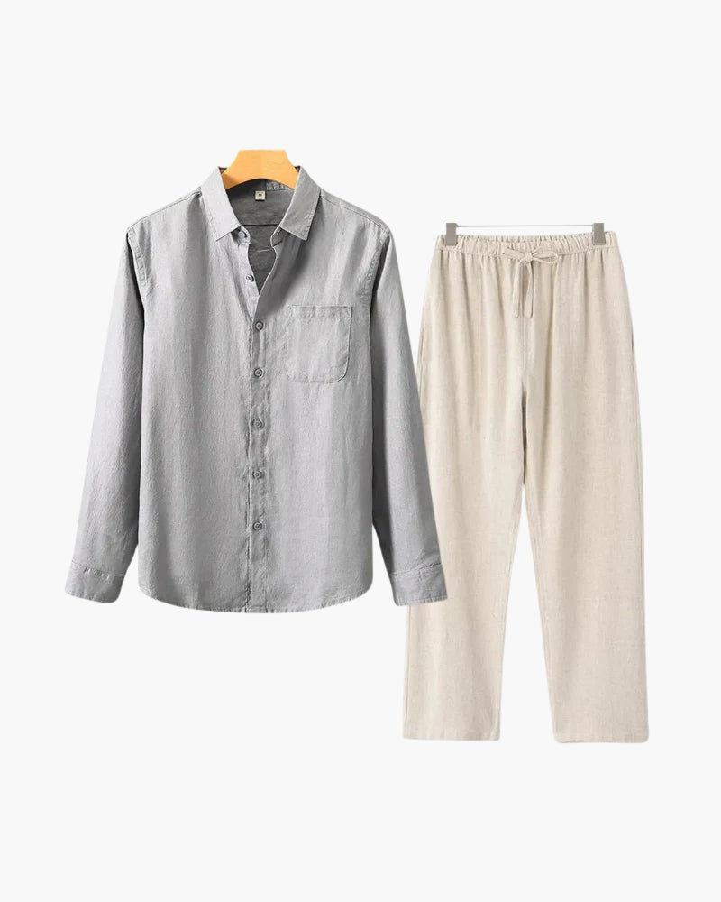 Linen Set – Long Sleeve Shirt & Pants [BUY 1 GET 2]