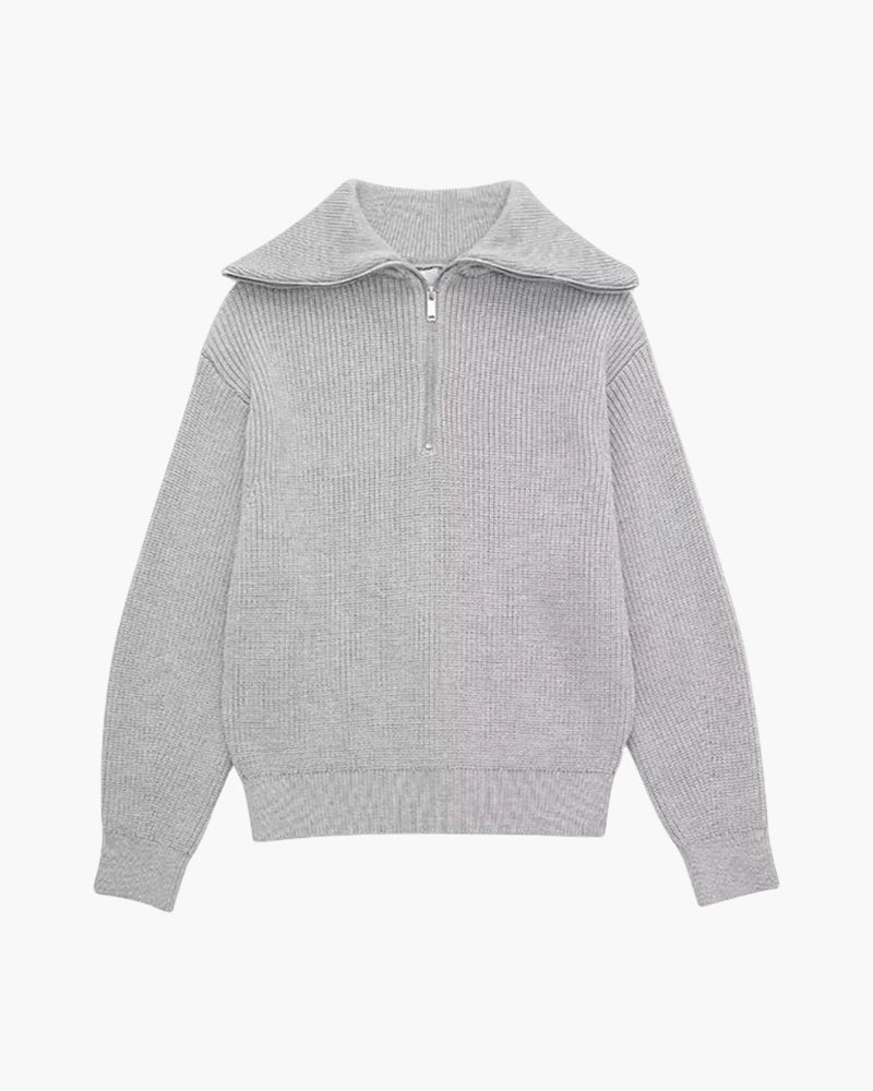 Striped Zip Up Knit Sweater