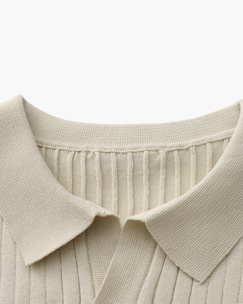 Knitted Polo Shirt – Ribbed Knit [Quiet Luxury Pick]