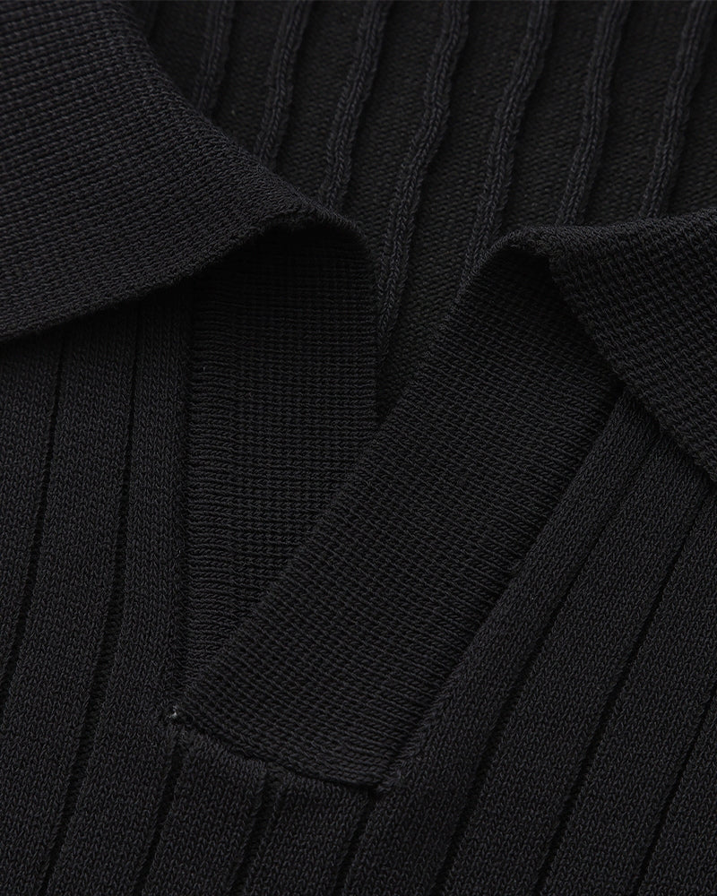Knitted Polo Shirt – Ribbed Knit [Quiet Luxury Pick]
