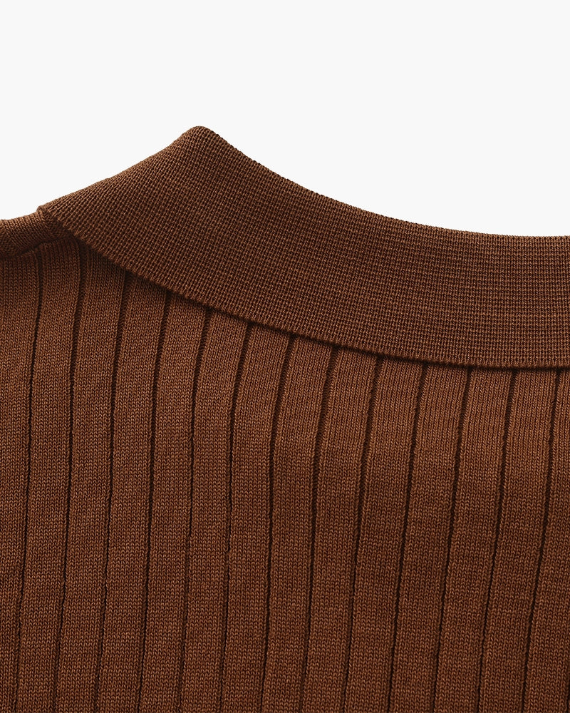 Knitted Polo Shirt – Ribbed Knit [Quiet Luxury Pick]