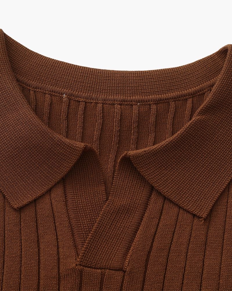 Knitted Polo Shirt – Ribbed Knit [Quiet Luxury Pick]