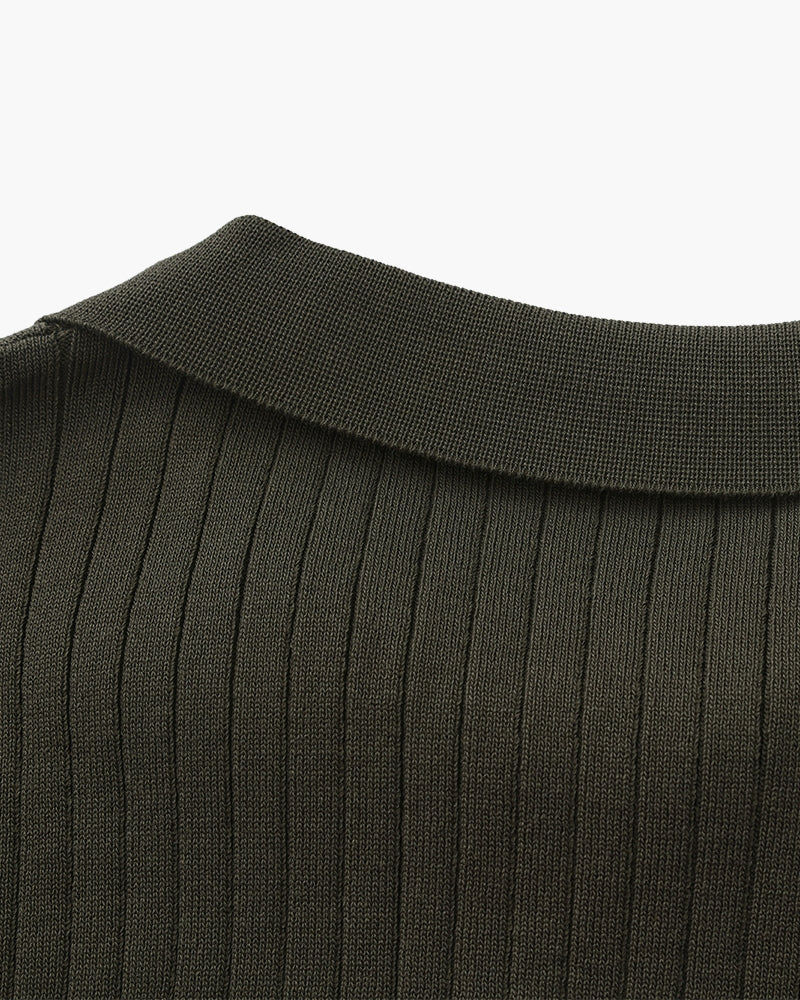 Knitted Polo Shirt – Ribbed Knit [Quiet Luxury Pick]