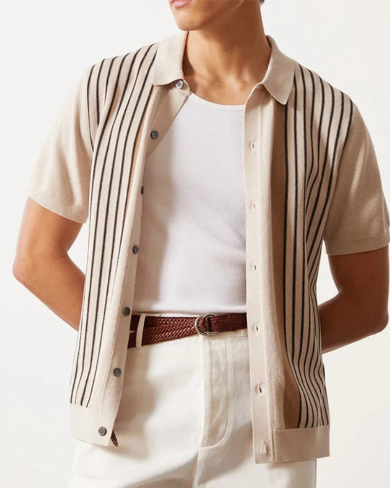 Knitted Polo Shirt – Retro Stripe [Heritage Collection]